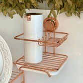Suporte Para Sabão Detergente e Esponja Fixação com Ventosa Rose Gold - Ela Decora